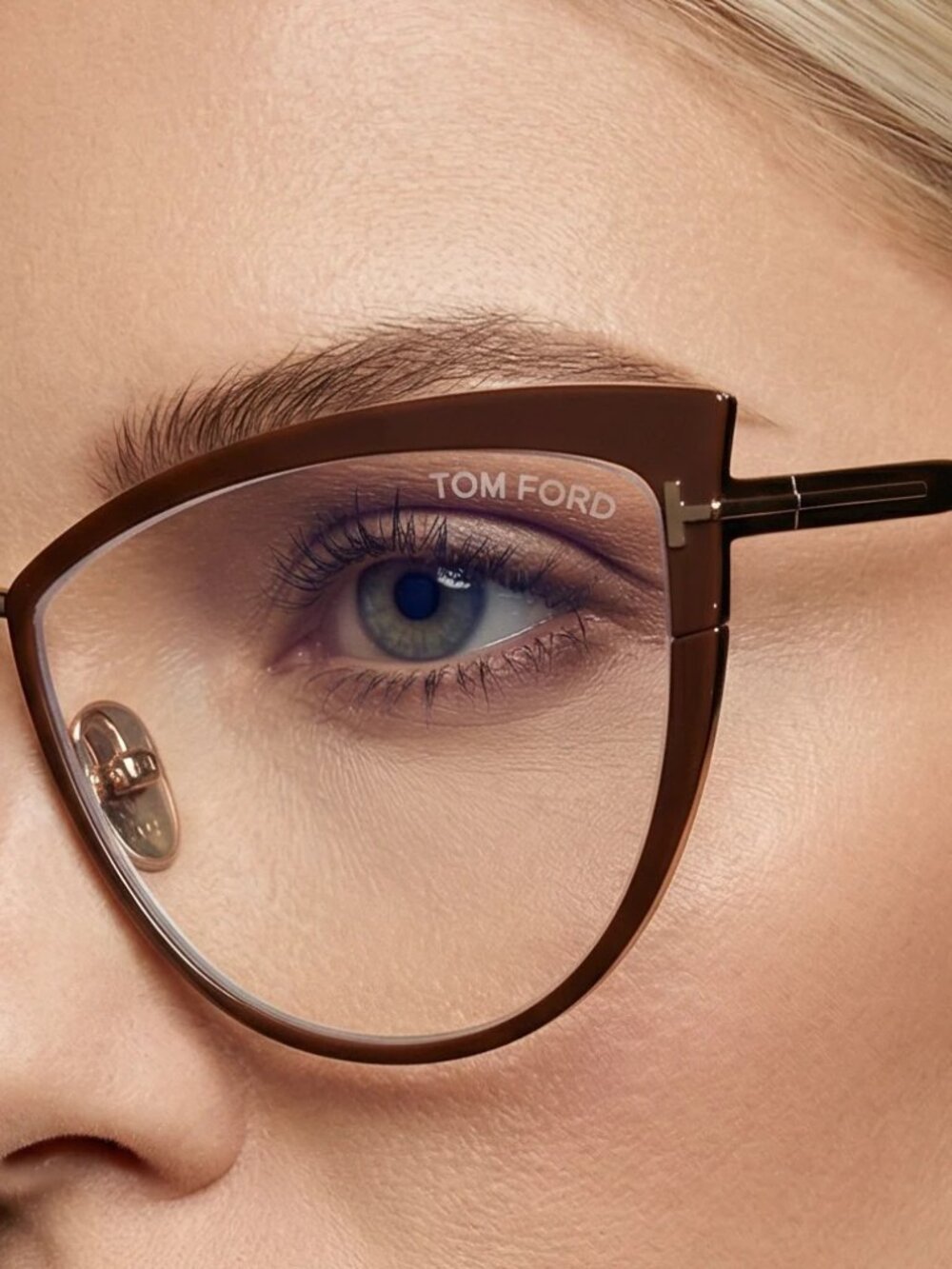 Tom Ford Women Eyeglasses Matte Brown Gold Cat Eye FT5877-B 046 NEW AUTHENTIC - Picture 9 of 10
